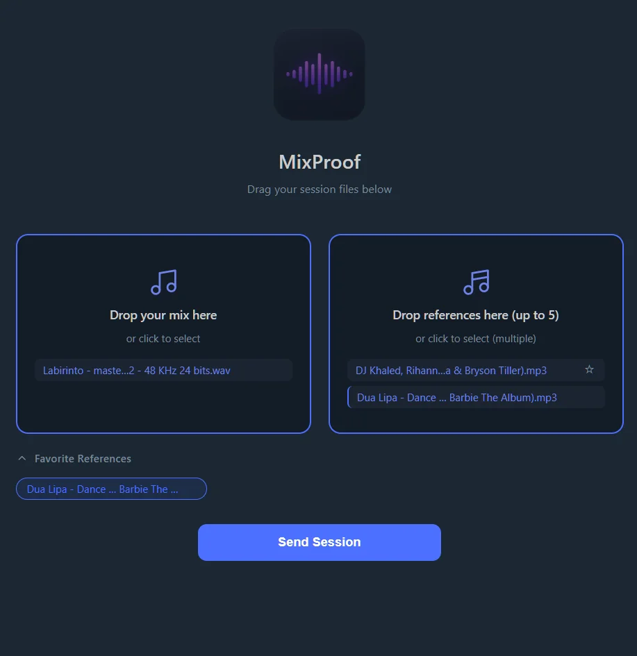 MixProof Companion screen